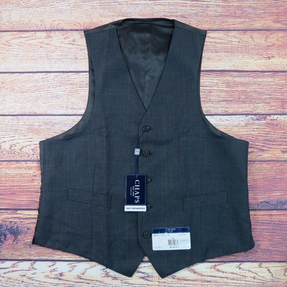 Chaps Gray Button Down Vest Waistcoat Medium NWT - Picture 1 of 5